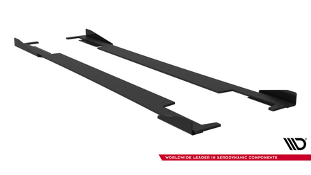 Side Skirts Subaru Impreza WRX STI Mk3 Facelift Street Pro Black-Red + Gloss Flaps