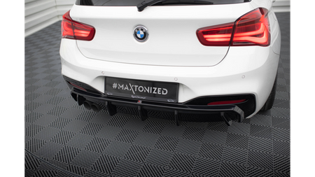 Diffuser BMW 1 F20 Facelift M-Pack Rear Valance Double Exhaust Version one side Gloss Black