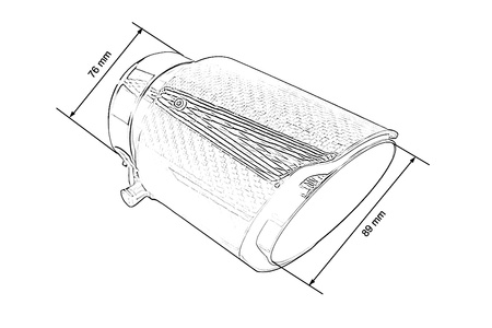 Exhaust 89mm Inlet 76mm Carbon Gloss