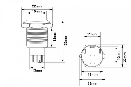 Włącznik 304SS 10A 19mm ON-OFF Red