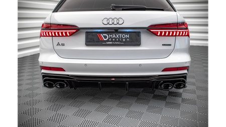 Dokładka Tylna + Atrapa Wydechu Audi S6 / A6 S-Line C8 Gloss Black \ Srebrny