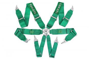 Racing seat belts 6p 3" Green Takata Replica