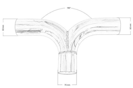 Exhaust tee 180st 60/70mm 304SS