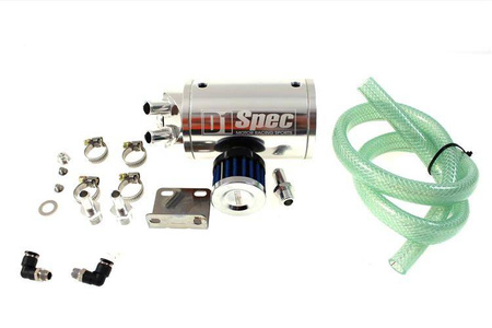 Oil catch tank D1Spec 15mm Silver + Filter