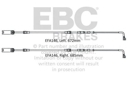 EFA146 - Czujnik zużycia klocków hamulcowych EBC Brakes BMW | M3 (E90) | M3 (E92) | M3 (E93) | BMW | M3