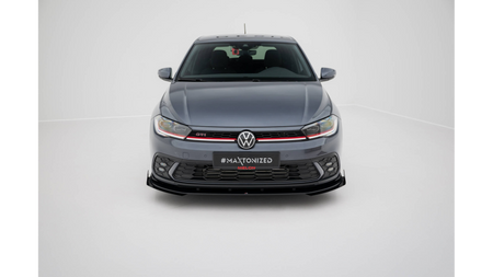 Splitter Volkswagen Polo GTI Mk6 Facelift Przód Street Pro Black-Red + Gloss Flaps