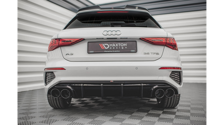 Diffuser Audi A3 8Y S-Line Rear Valance + Exhaust Ends Imitation Black