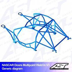 Klatka bezpieczeństwa BMW (E36) 3-Series 2-drzwiowa Coupe RWD wielopunktowo spawana w V3 NASCAR-door