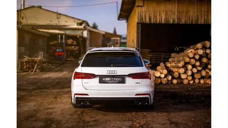 Dokładka Tylna + Atrapa Wydechu Audi S6 / A6 S-Line C8 Gloss Black \ Srebrny