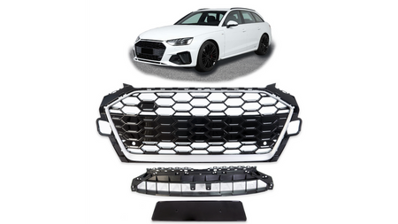 Grill Audi A4 B9 Facelift Silver & Gloss Black