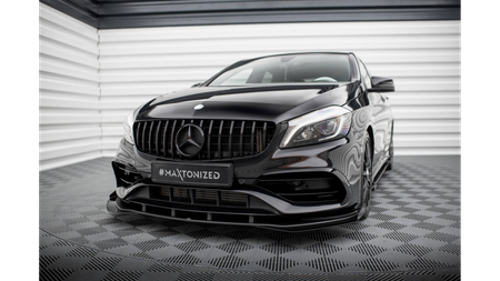 Splitter Przedni Street Pro + Flaps Mercedes-Benz A AMG-Line W176 Facelift Black + Gloss Flaps