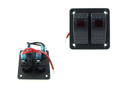 Alu panel switch, ON/OFFx2 Red