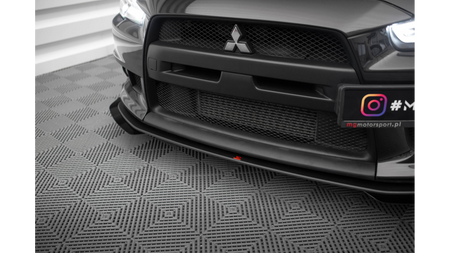 Splitter Mitsubishi Lancer EVO X Przód Street Pro Black-Red + Gloss Flaps