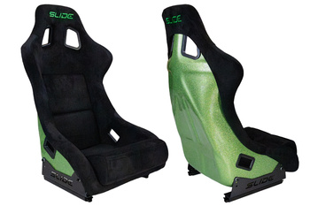 Racing seat SLIDE KS2 Premium Black & Welur Green Glitter