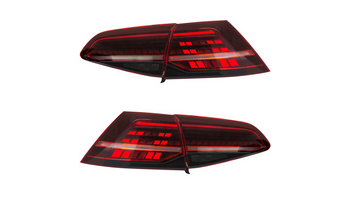 LED TAIL LIGHTS(RED LENS) SUITABLE FOR VOLKSWAGEN GOLF 7 7.5 2012-2020 WITH WIRING KIT; SEQUENTIAL INDICATOR