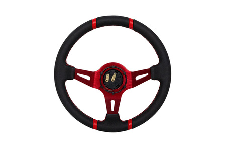 Kierownica SLIDE 350mm offset:90mm Skóra Red