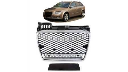 Grill Audi A4 B7 Silver & Gloss Black