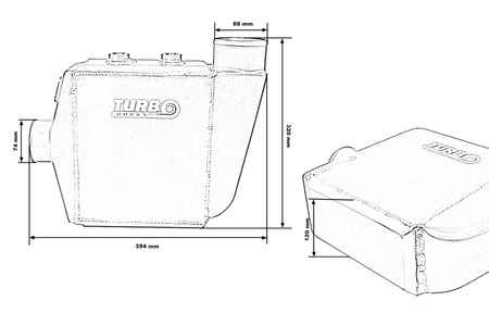 TurboWorks Water Intercooler 255x115x115 3,5", 3" 1x90st 1x0st