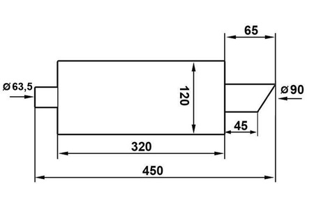 Rear Muffler TurboWorks 90mm inlet 63,5mm