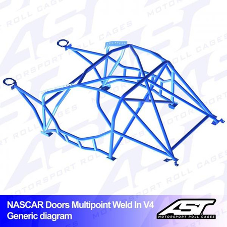 Klatka bezpieczeństwa BMW (E30) 3-Series 4-drzwiowa Sedan AWD wielopunktowo spawana w V4 NASCAR-door