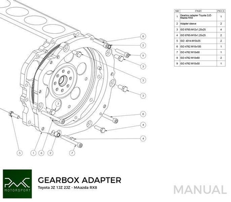 Gearbox adapter plate Toyota  JZ 1JZ 2JZ - Mazda RX-8