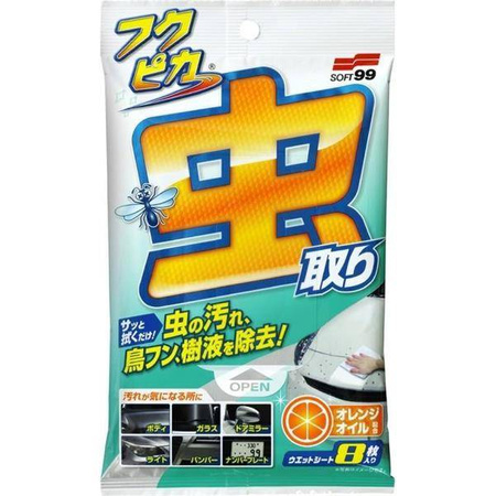 Soft99 Fukupika Bugs & Droppings Removal Wipes 8 pcs