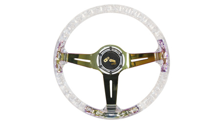 Kierownica SLIDE 350mm offset:70mm NeoChrome Acrylic Clear