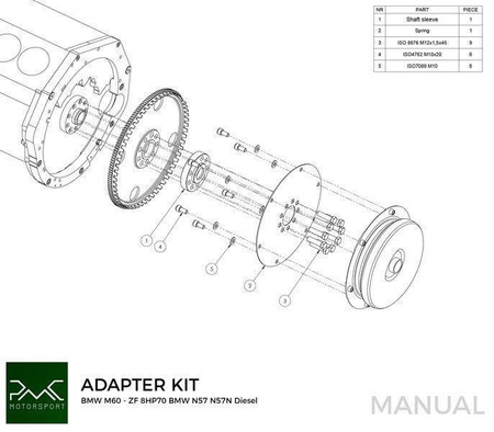 Adapter Kit BMW V8 M60 M62 - BMW ZF 8HP70 N57 N57N Diesel