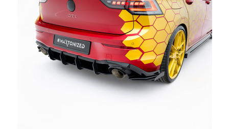 Splitter Volkswagen Golf GTI Clubsport Mk8 Facelift Rear Side Street Pro Black-Red + Gloss Flaps