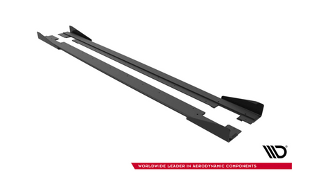 Side Skirts Audi TT 8J S S-Line Facelift Street Pro Black-Red + Gloss Flaps