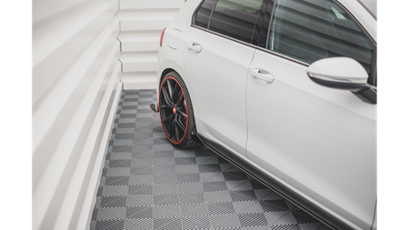 Diffuser Volkswagen Golf 8 GTI GTE GTI Clubsport R-Line Side Skirts Racing Black-Red + Gloss Flaps