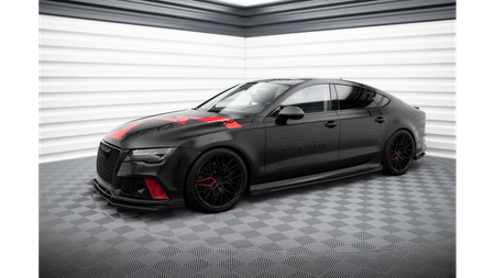 Dokładka Audi A7 C7 S-Line Progi Street Pro Black-Red + Gloss Flaps