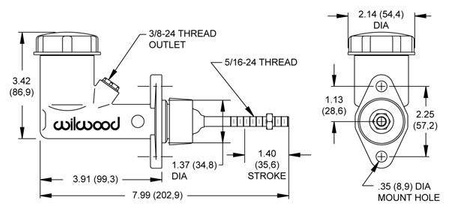 Brake clutch master cylinder with tank Wilwood 0,625"