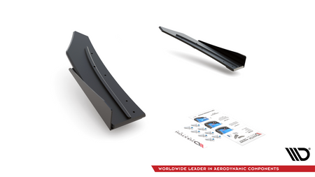 Splitter Mercedes-Benz C C205 C43 Tył Boczne Racing Durability Black-Red + Gloss Flaps