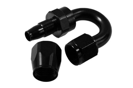 Reusable swivel hose end 180deg AN4 black