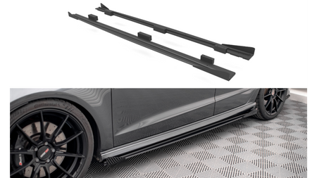 Diffuser Audi A3 8V Facelift S-Line Side Skirts Street Pro Black-Red + Gloss Flaps