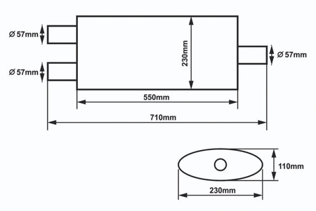 Center Muffler 57mm SLIDE 304SS 550mm