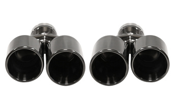 Exhaust Tip 101mmx2 enter 76mm Black Chrome Set