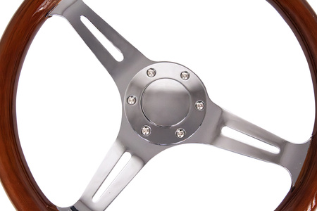 Kierownica 350mm Drewno Silver