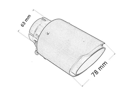 Końcówka tłumika 78mm wejście 63mm Carbon Mat