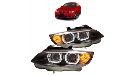 Headlights Xenon Black RHD DRL suitable for BMW 3 (E92) Coupe (E93) Convertible Pre-Facelift 2007-2010