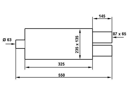 Rear Muffler TurboWorks 2x65x86mm inlet 63,5mm