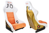 Racing seat SLIDE KS2 Premium White Orange Welur & Orange Glitter