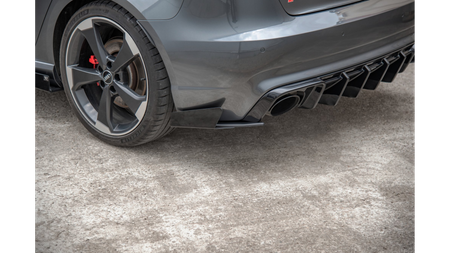 Splitter Audi RS3 8V Sportback Tył Boczne Racing Durability Black + Gloss Flaps