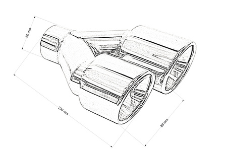 Exhaust Tip 89mmx2 enter 60mm Polished Right