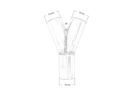 Trójnik wydechu 45st 70/70mm 304SS