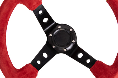 Kierownica Pro 350mm offset:80mm Zamsz Red