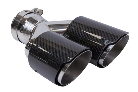 Końcówka tłumika 89mmx2 wejście 76mm Carbon Gloss Zestaw