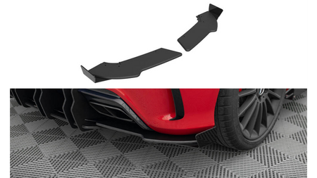 Splitter Mercedes-Benz A W176 Facelift Tył Boczne Street Pro Black-Red + Gloss Flaps