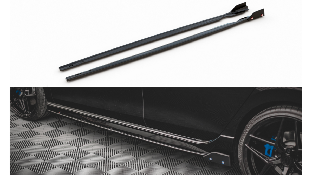 Dokładka Volkswagen Golf 8 R Progi v.2 Gloss Black + Flaps